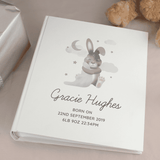personalised bunny photo album showing the personalisation on the front