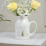 personalised spring bunny ceramic jug showing the personalisation on the front