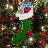 personalised cat christmas tree decoration in the shape of a stocking