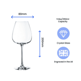 personalised red wine glass engraved with any message over 4 lines.