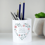 personalised floral heart storage pot with any message over 3 lines