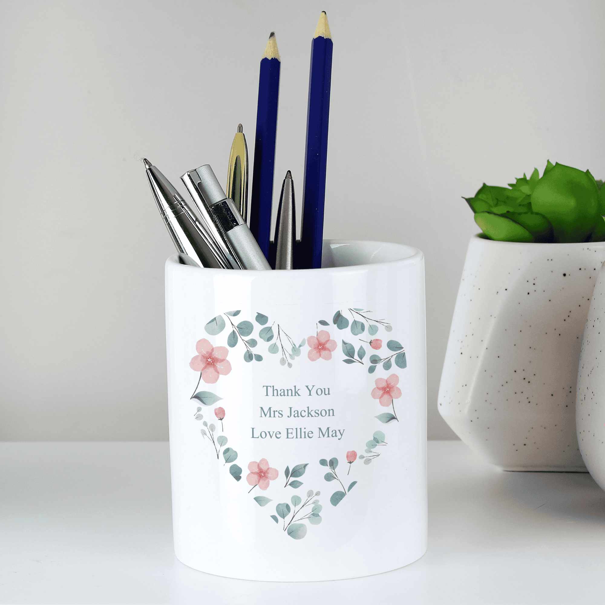 personalised floral heart storage pot with any message over 3 lines