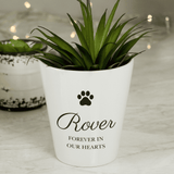 personalised ceramic pawprint plant pot personalised with a name and message over 2 lines