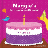 personalised birthday board book with child's name on the front cover in this image