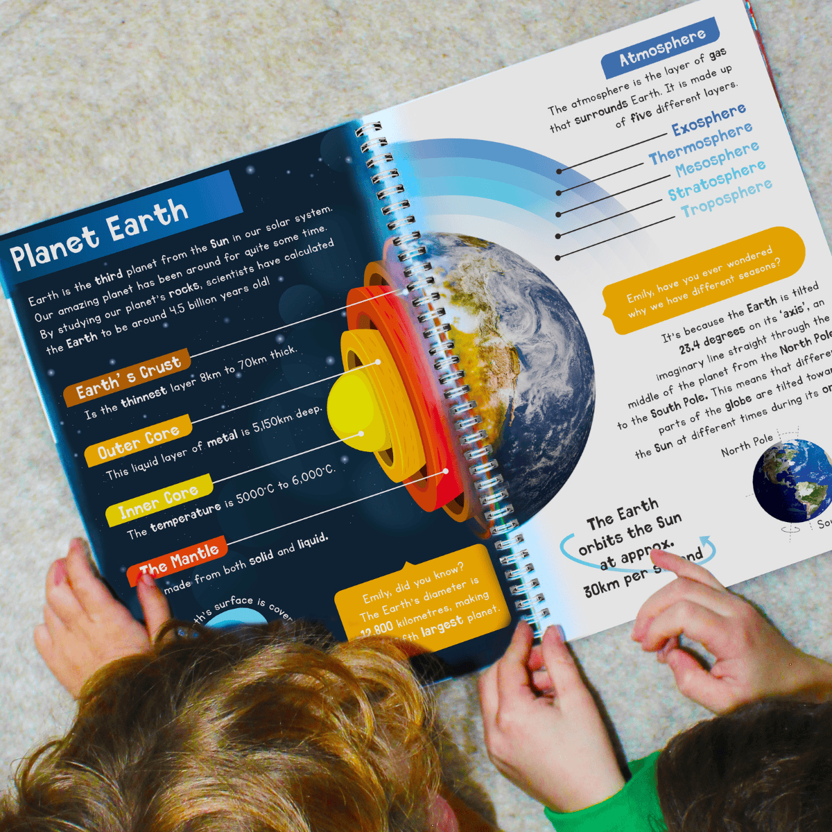 personalised children's encylopaedia showing the illustrations inside the book