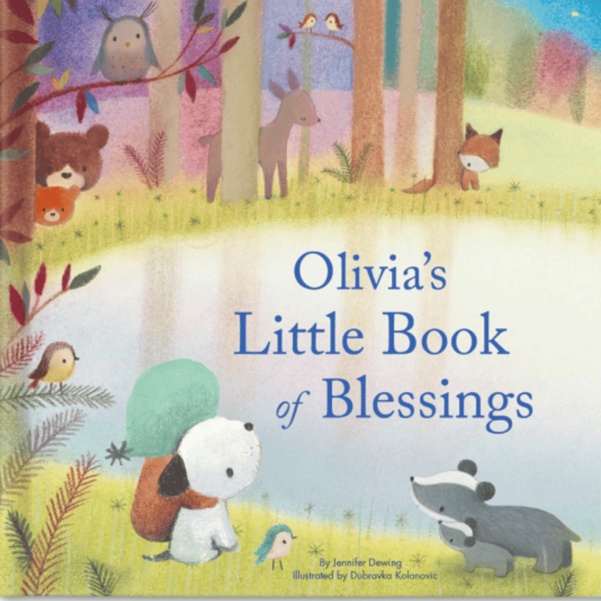 personalised book of blessings featuring the child's name on the front cover