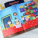 personalised christma story book showing the pages illustrated inside