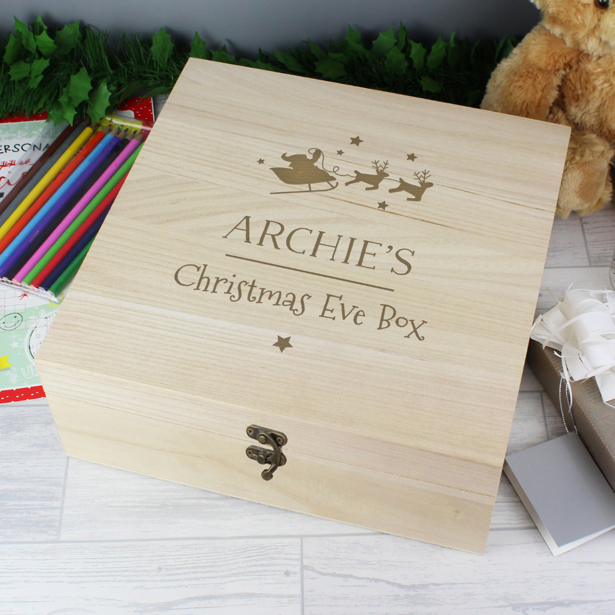 personalised wooden christmas eve box
