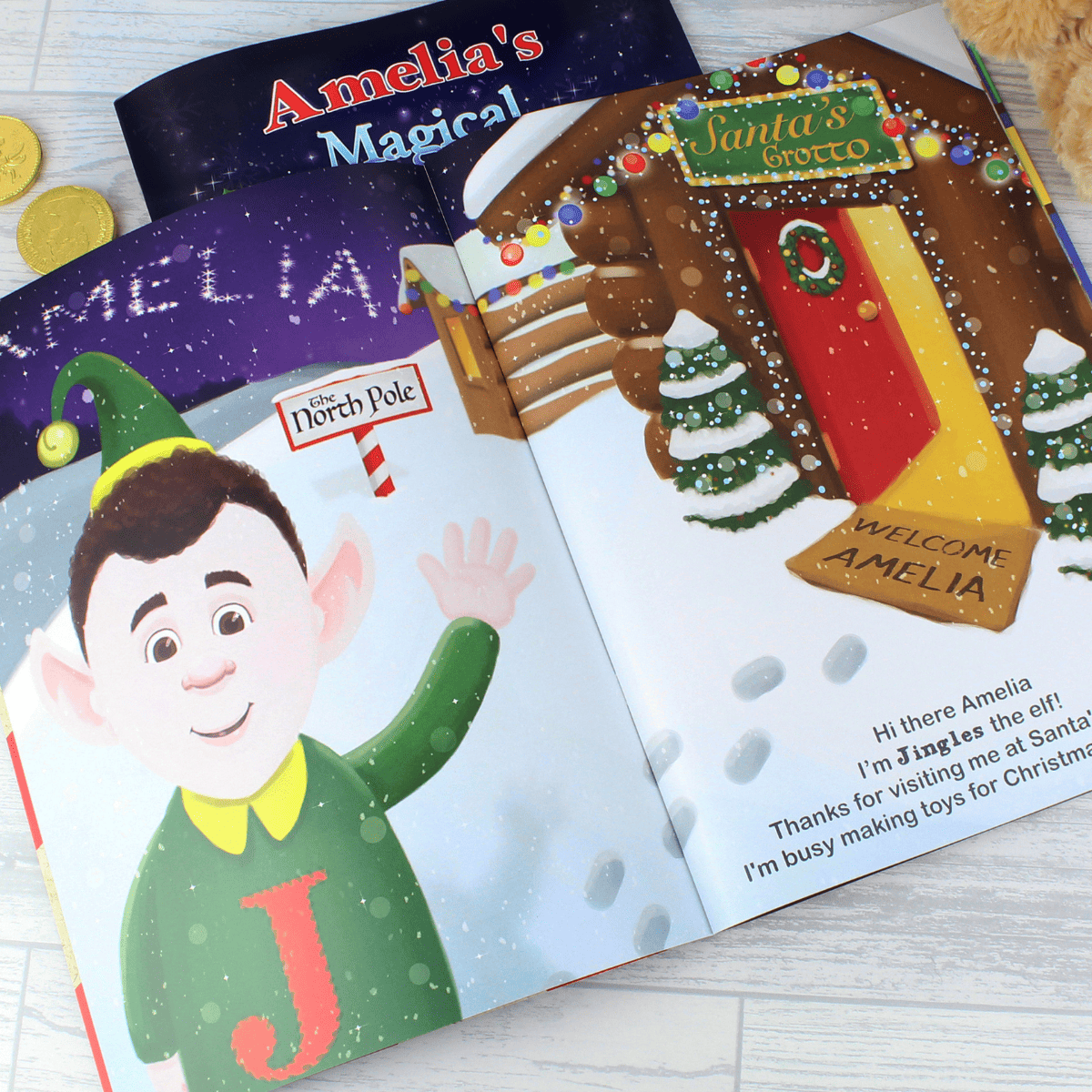 personalised christmas story book showing the inside of the book