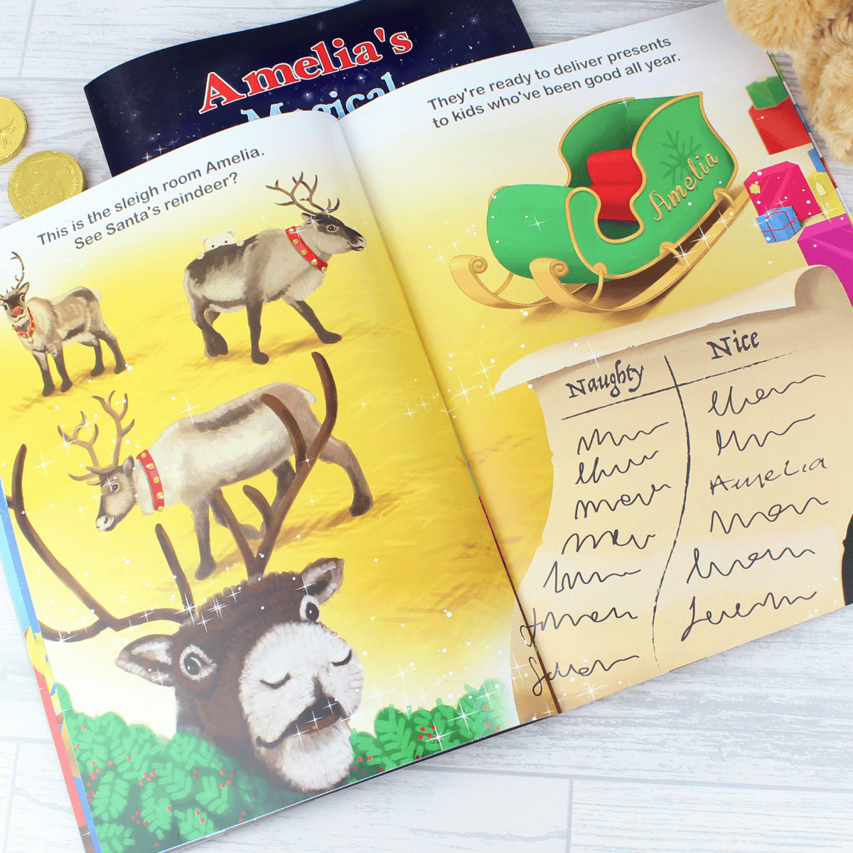 personalised christmas story book showing the inside of the book