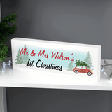 Personalised Christmas wooden block sign showing that it can be personalised over 2 lines