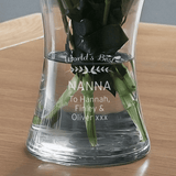 personalised classic glass flowers vase with any message engraved over 5 lines