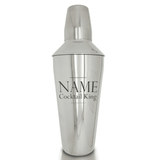 personalised cocktail king shaker any name engraved on the shaker underneath the fixed text