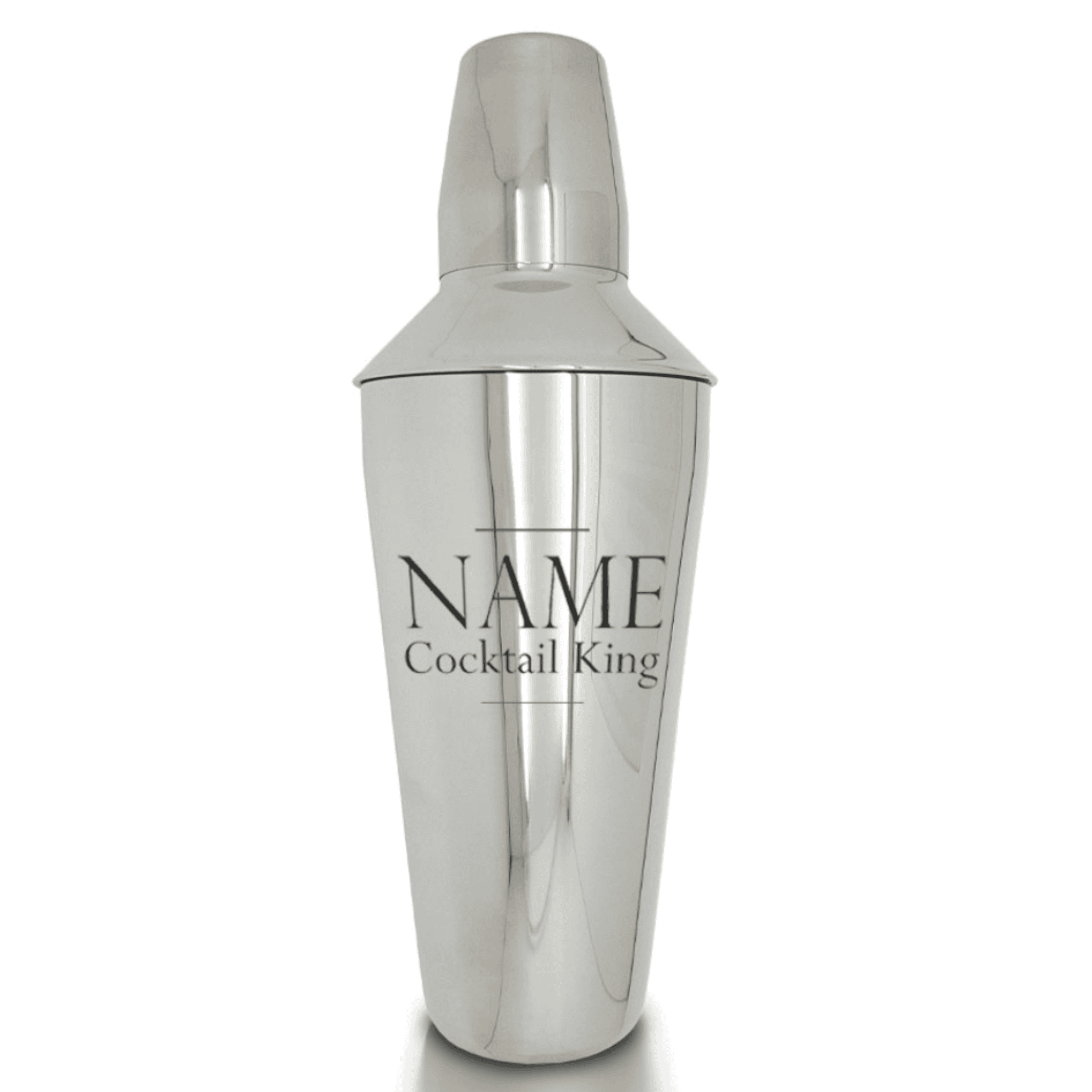 personalised cocktail king shaker any name engraved on the shaker underneath the fixed text