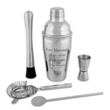 5 piece cocktail shaker with any message engraved over 4 lines