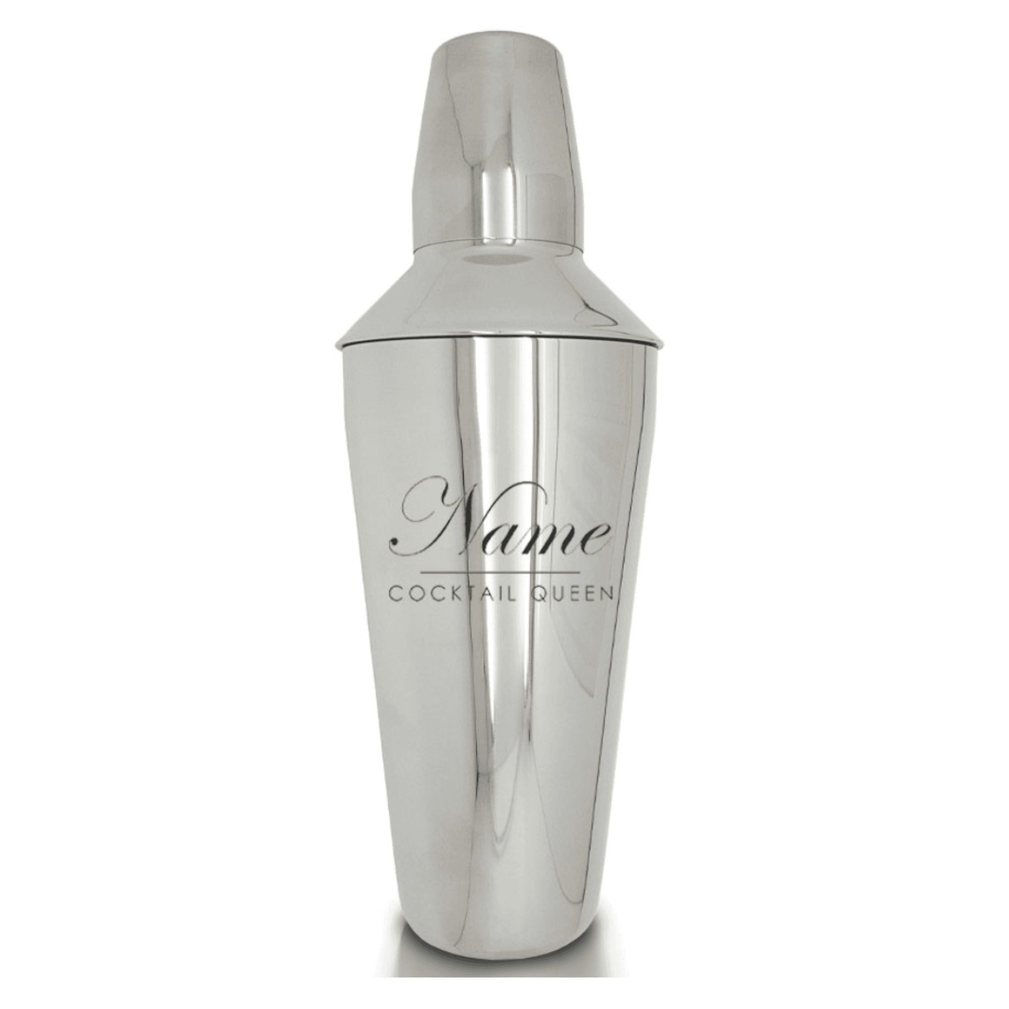 personalised cocktail shaker with cocktail queen design any name added above this