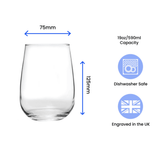 personalised corto stemless glass engraved with any message over 4 lines
