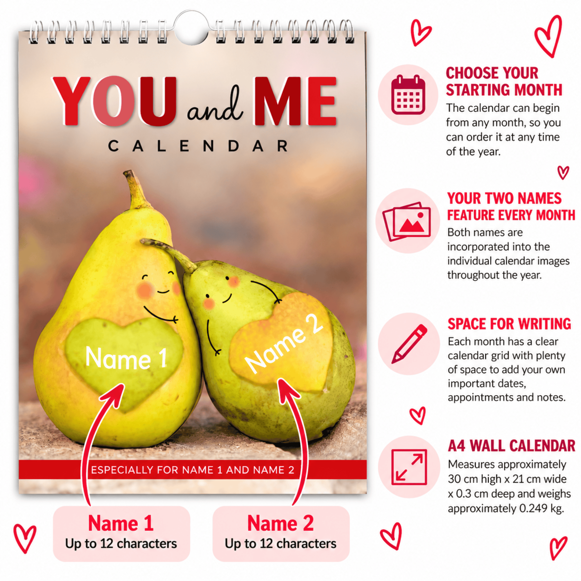 personalised couple calendar cover