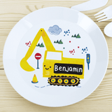 personalised digger plastic plate with any name personalised on the digger