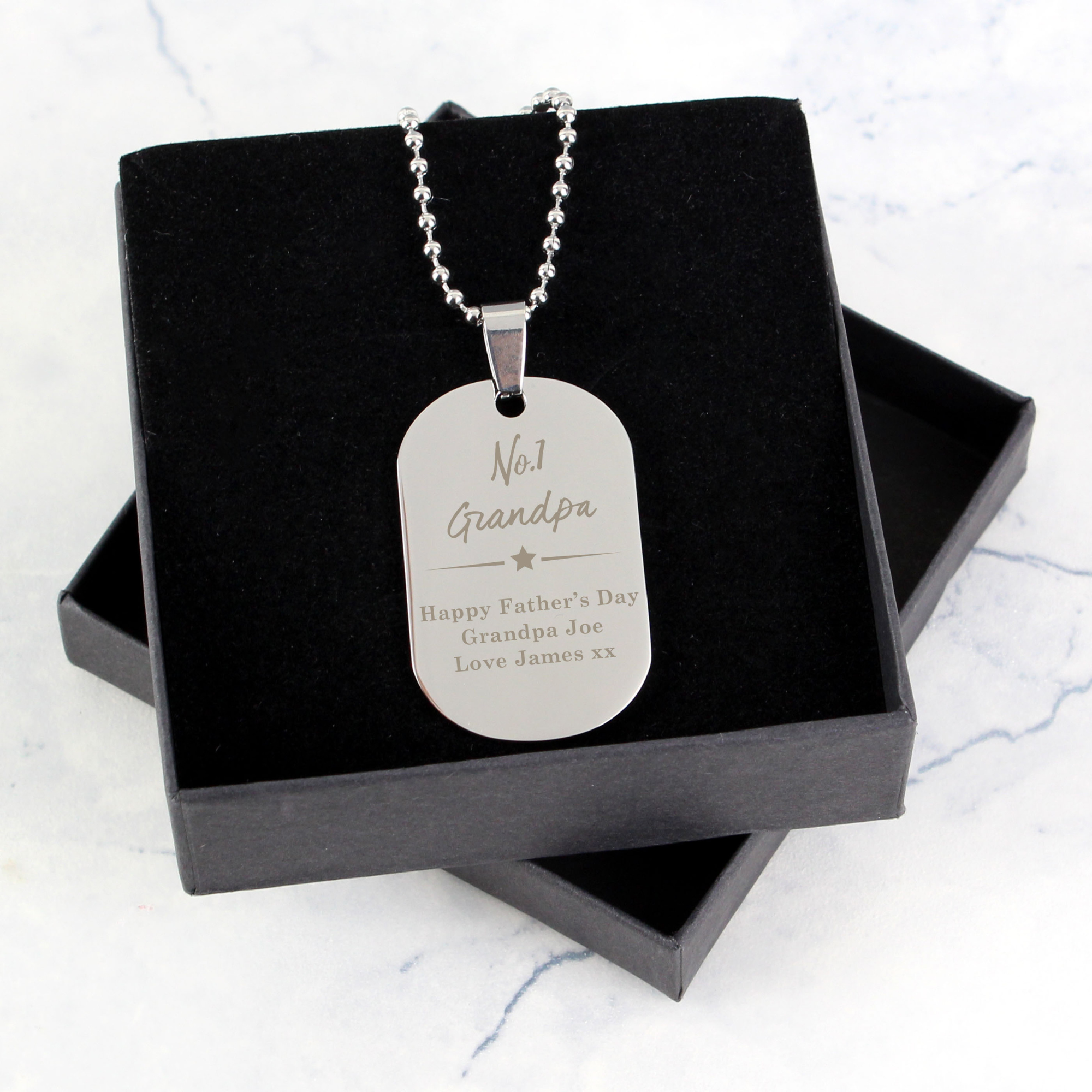 Personalised No.1 Stainless Steel Dog Tag Necklace
