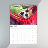 personalised a4 dog wall calendar with any name personalised on each month