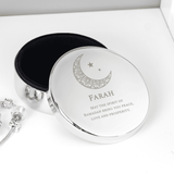 personalised eid and ramadan round trinket box with any name and a message over 3 lines engraved on the lid