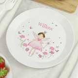 personalised fairy princess plastic plate with any name personalised above the fairy design