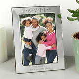 personalised family photo frame engraved with a message over 2 lines under the photo