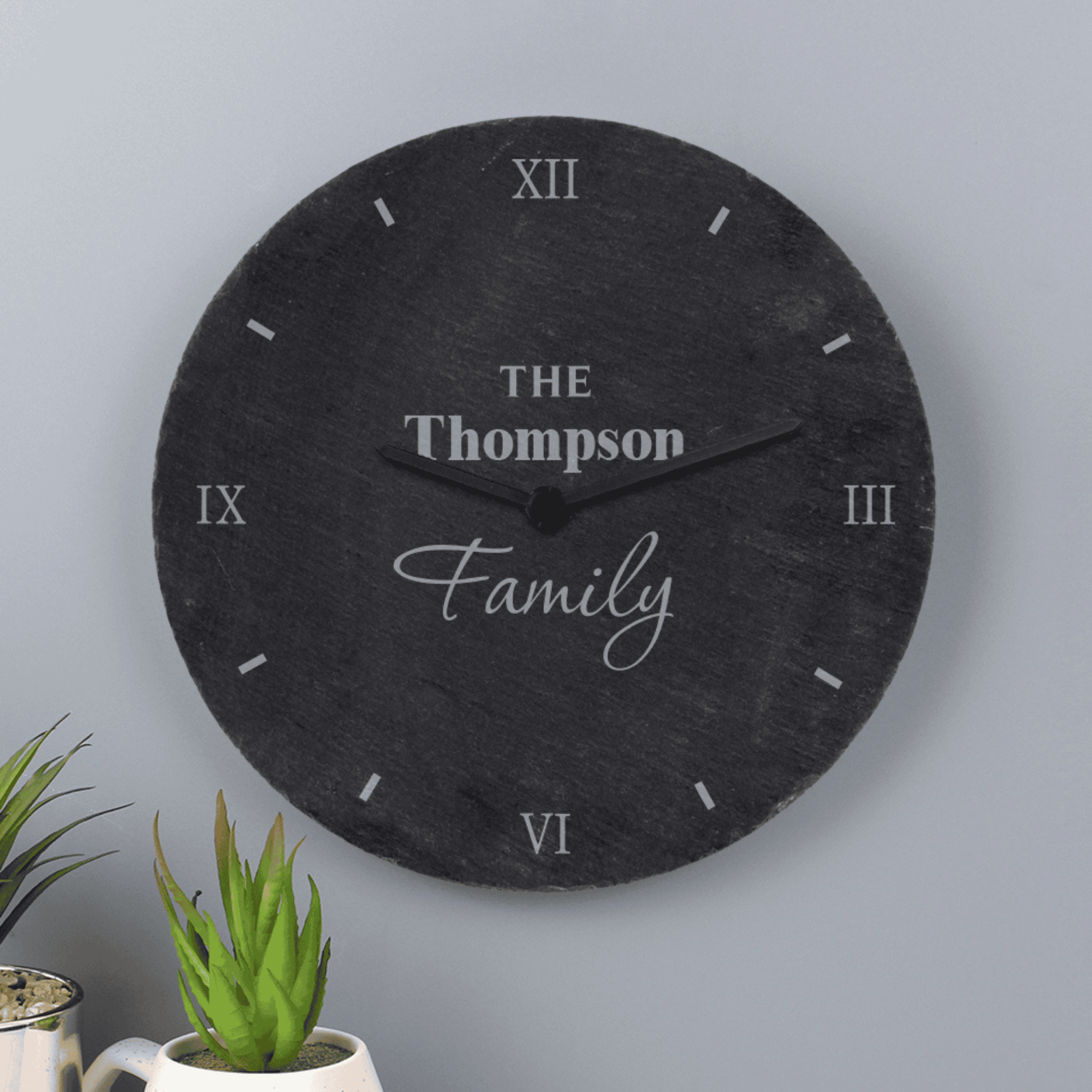 personalised family slate clock