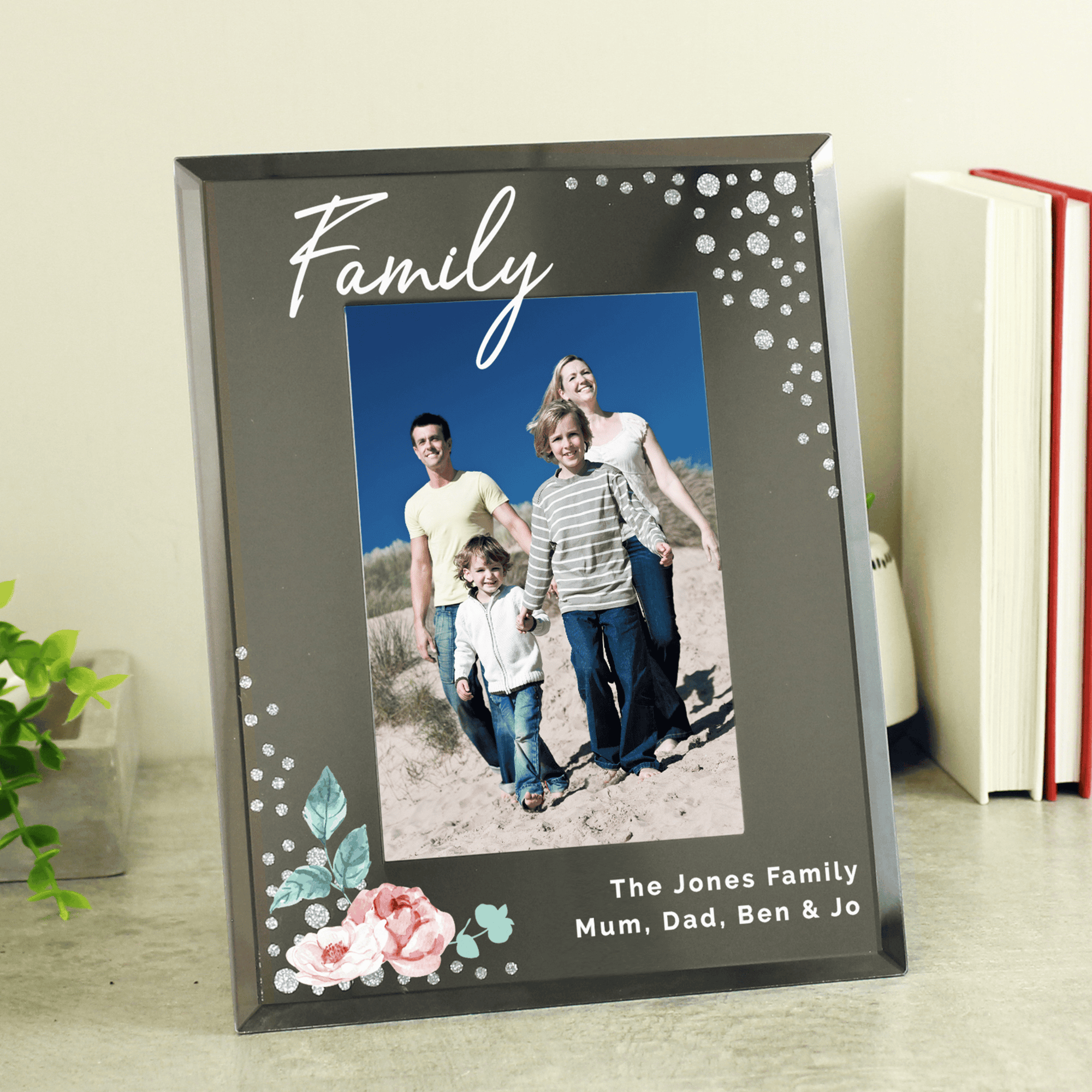 personanlised diamante glass frame