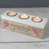 personalised floral watercolour triple tealight holder