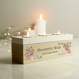 personalised floral watercolour triple tealight holder