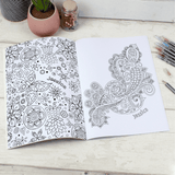 personalised colouring book showing the inside of the book with the chosen name personalised on every page