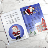 personalised children's christmas book for girls showing the inside pages with the child's name personalised on them
