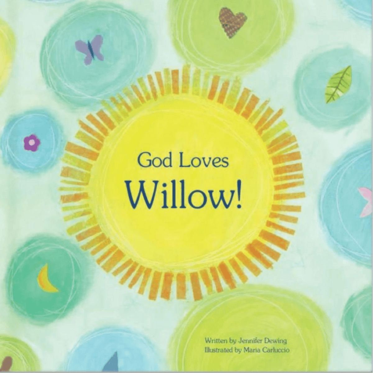 personalised God loves you book showing the child's name on the front cover