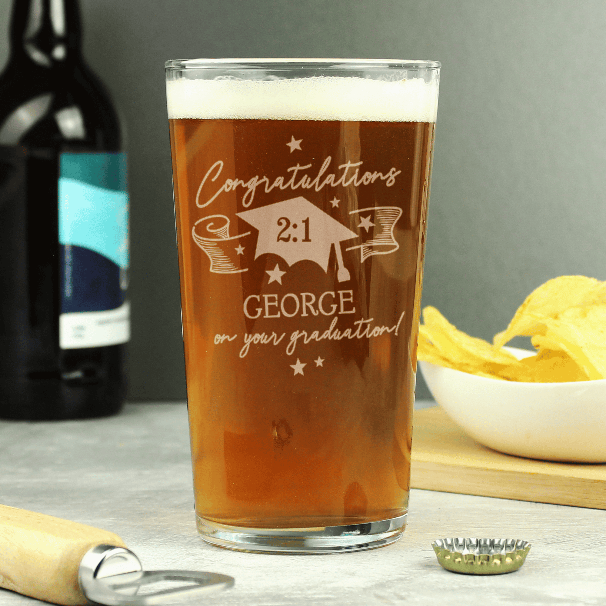 personalised graduation pint beer glass