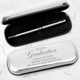 personalised graduation pen box and pen set. the box is engraved with any message over 3 lines