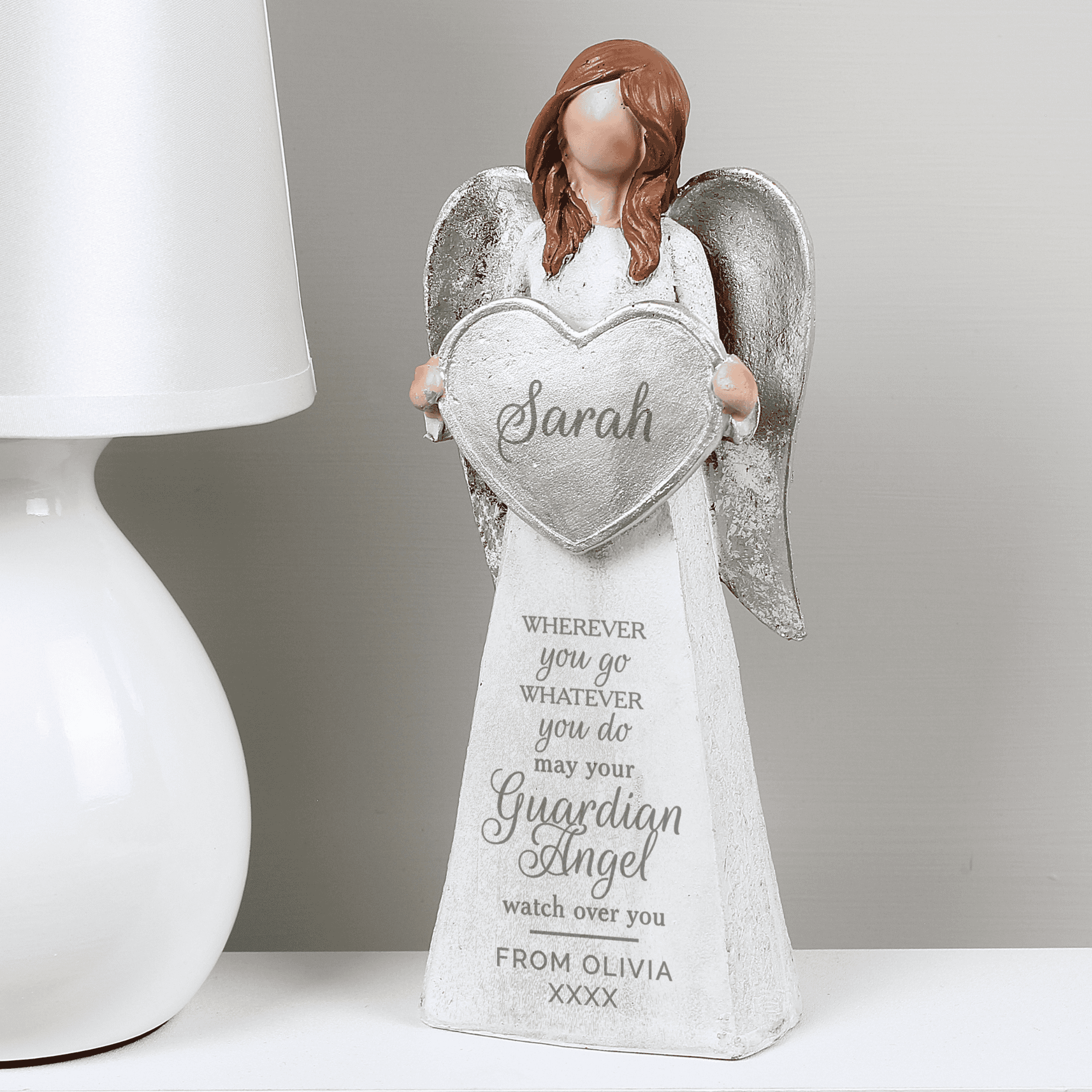personalised guardian angel ornament with any name and short message on the dress