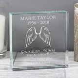 personalised guardian angel ornament showing the front of it with the personalisation