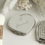 personalised heart compact mirror with any name