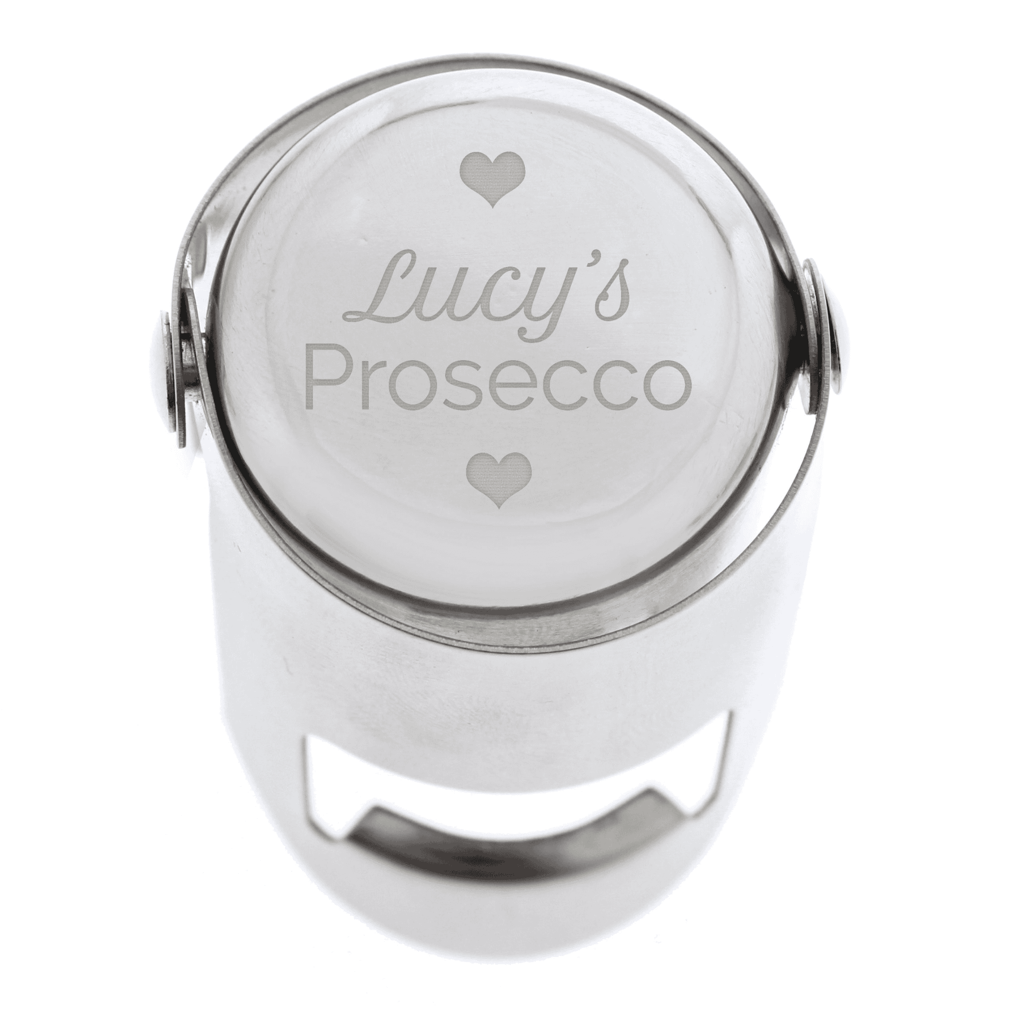 personalised prosecco bottle stopper any name engraved before the word "prosecco"