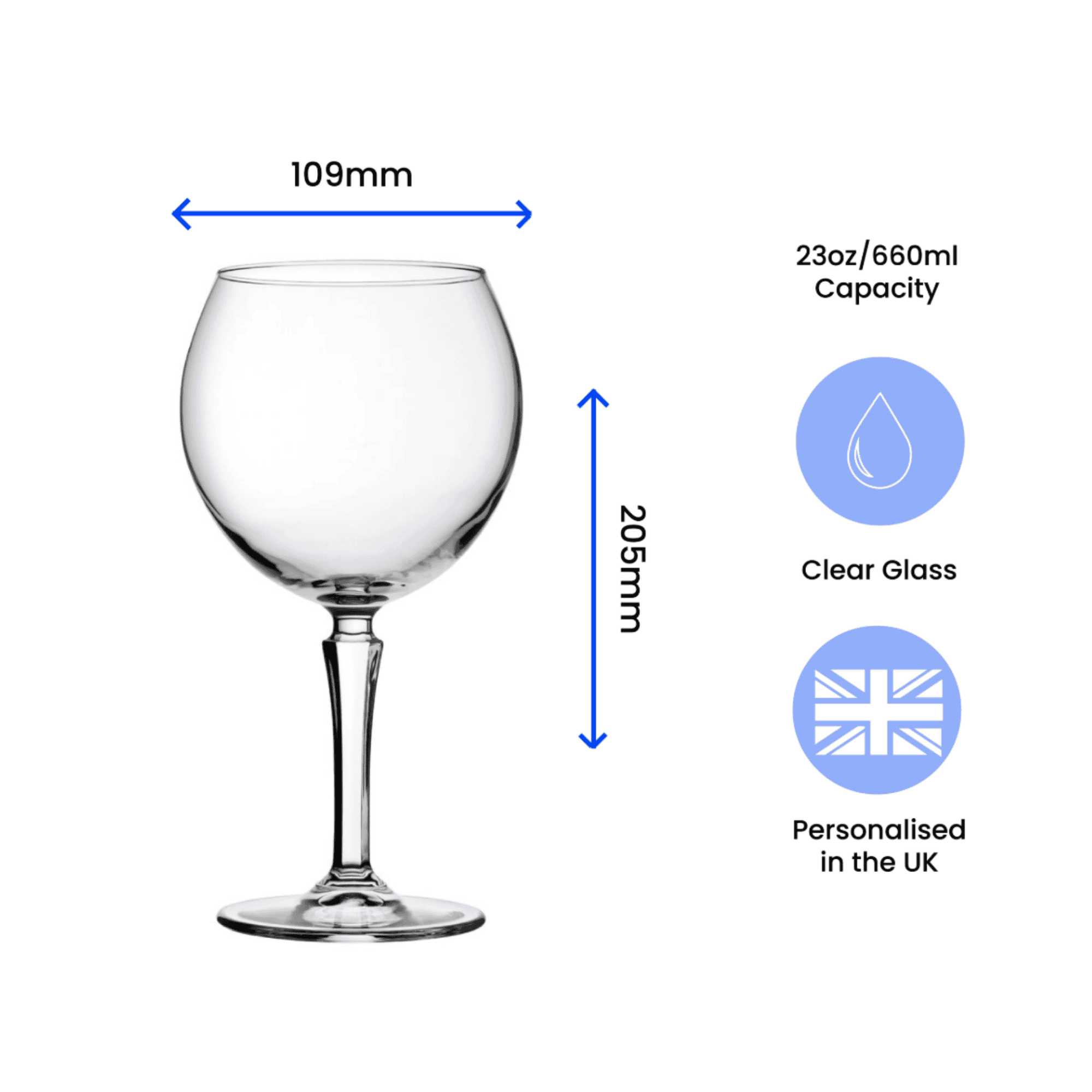 personalised hudson balloon cocktail glass with any message engraved over 4 lines