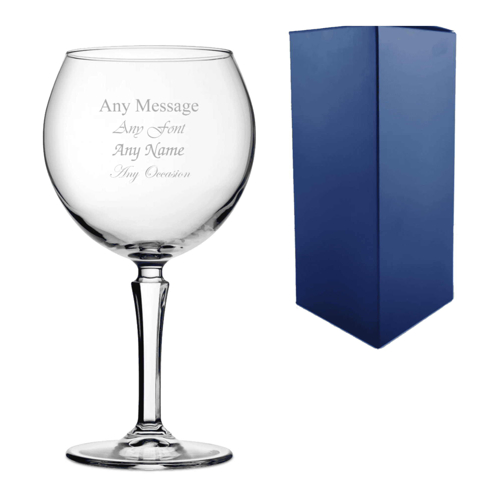 personalised hudson balloon cocktail glass with any message engraved over 4 lines