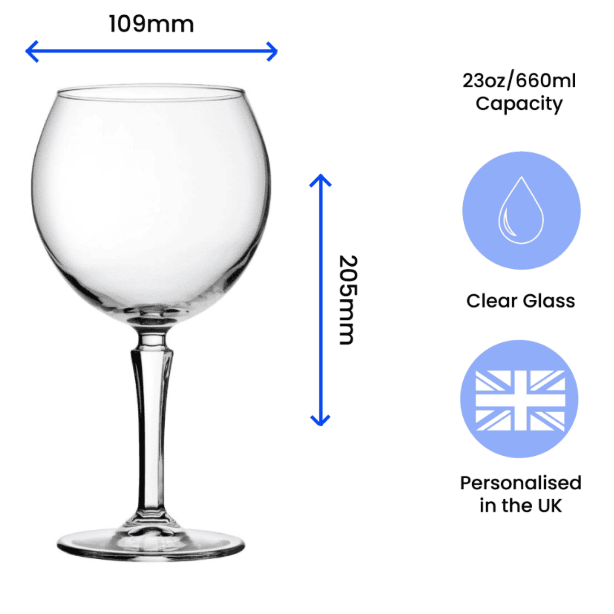 personalised hudson gin balloon glass engraved with any name above the fixed text gin glass.