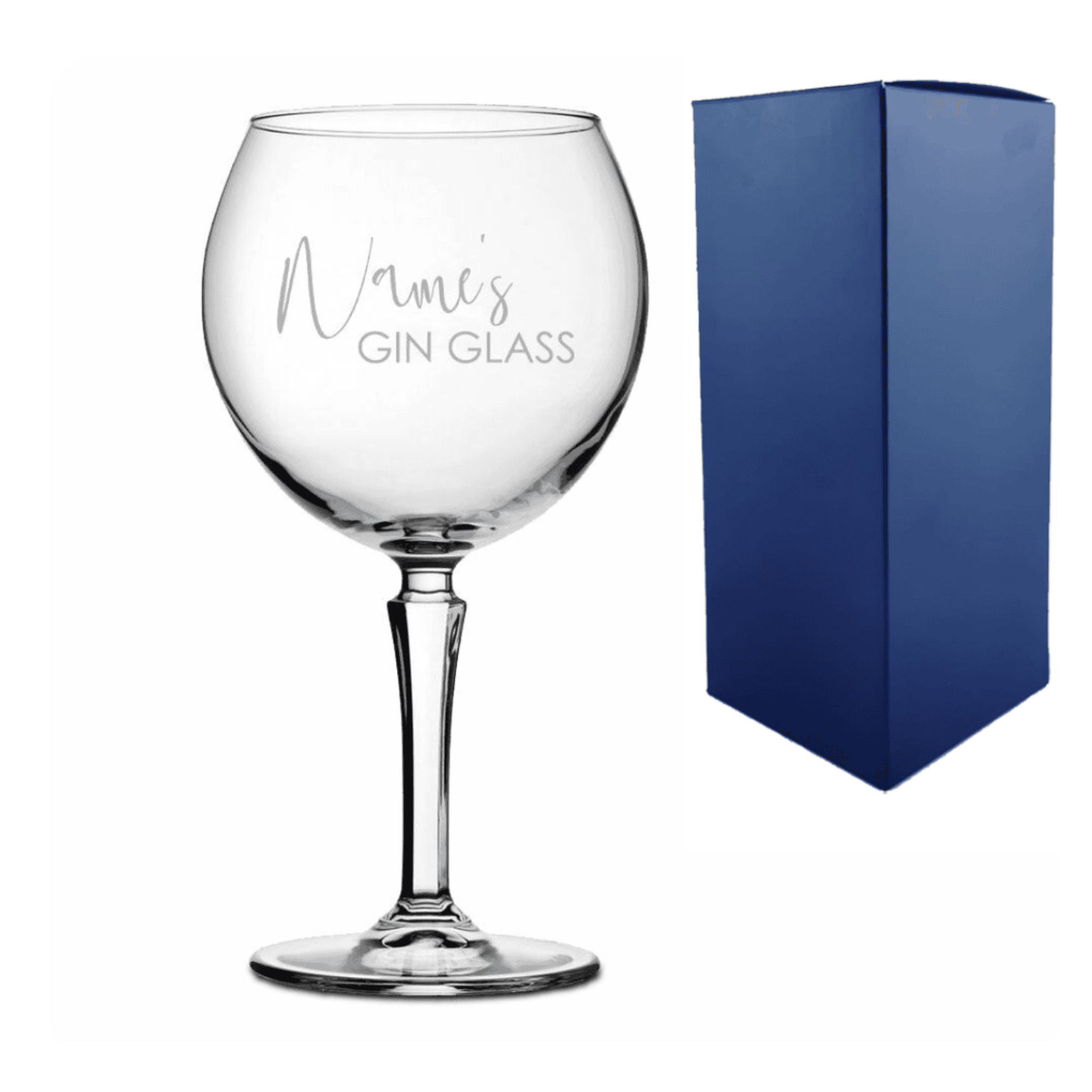 personalised hudson gin balloon glass engraved with any name above the fixed text gin glass.