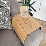personalised wooden sofa tray engraved with 2 initials