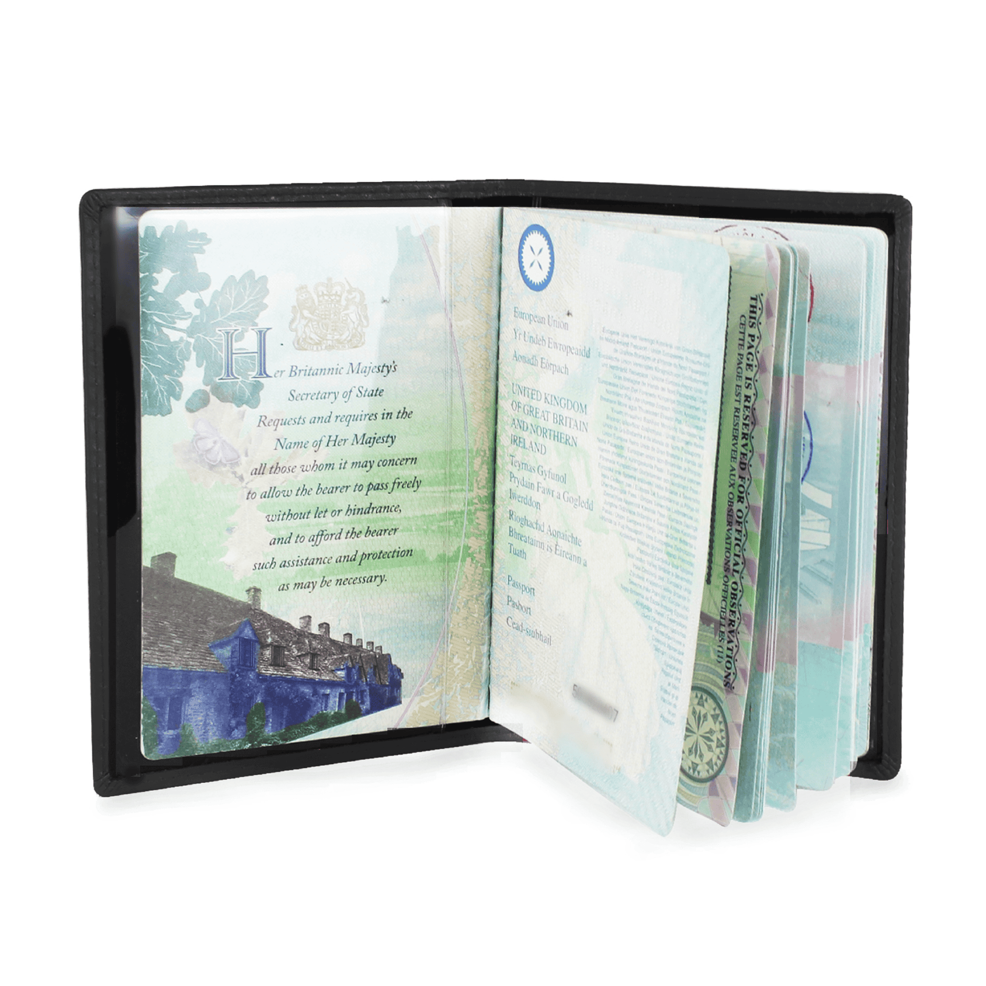 personalised lifetime of adventure passport cover set. one is black. one is cream