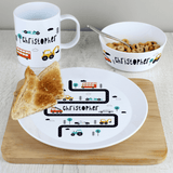 personalised little car plastic breakfast set