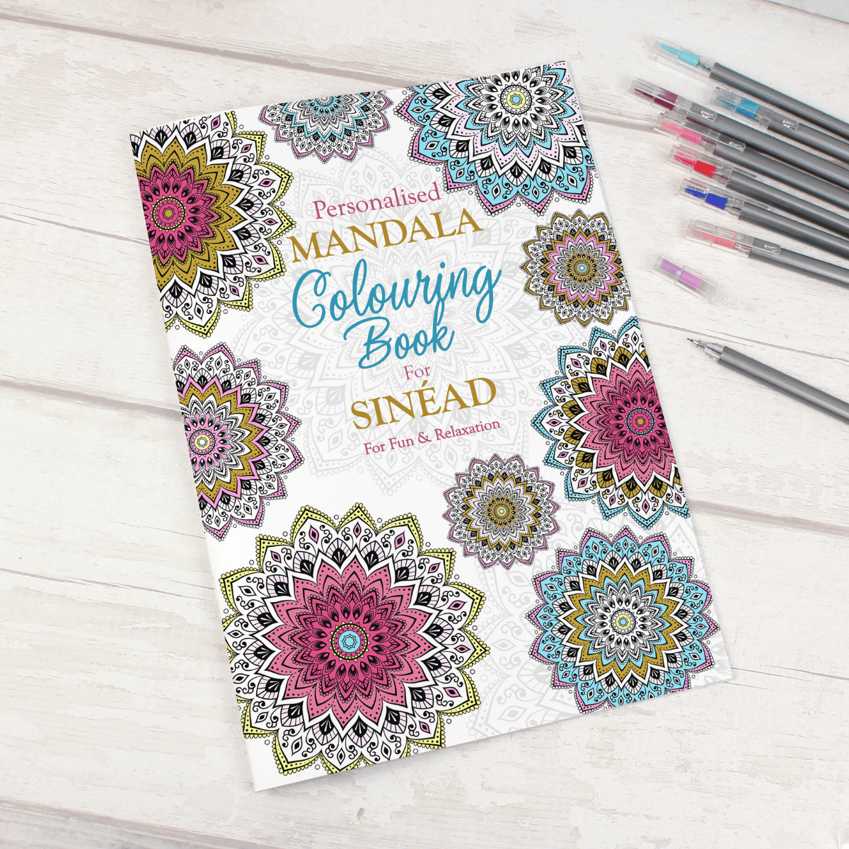 personalised colouring book with the name personalised on the front
