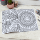personalised colouring book showing the inside of the book with the chosen name personalised on every page